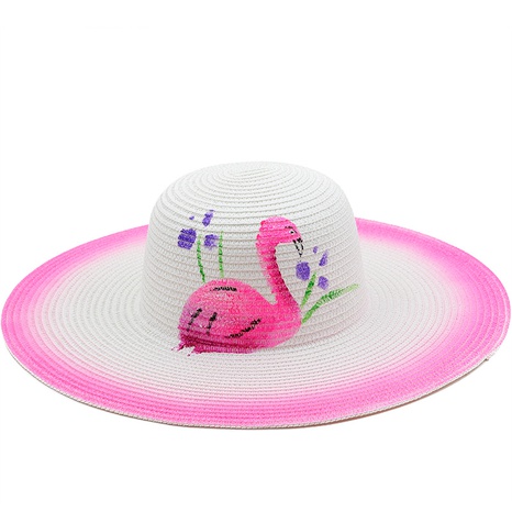 DIY hand-painted big-brimmed straw hat beach sunscreen hat's discount tags