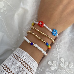 boho color beads small daisy elastic woven bracelet women