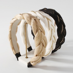 fashion geometric claw chain simple twist braid rhinestone fabric headband