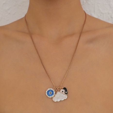 fashion single-layer snake bone chain cloud Tai Chi drop oil eye necklace's discount tags