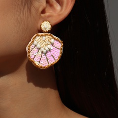 fashion beaded sequins colorful shell-shaped gradient earrings