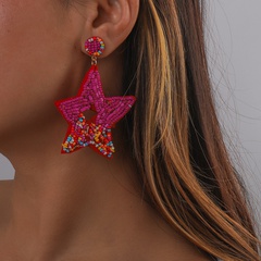 exaggerated sequin hollow starfish shells hit color beads earrings