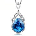 New Mermaid Tears Inlaid Zircon Blue Topaz Water Drop Shape Pendant Necklacepicture15