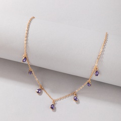 Amazon transfronterizo nuevo collar de piedras preciosas de imitación púrpura estilo palacio simple gota de agua imitación diamante collar de una sola capa