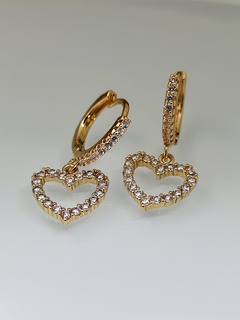 new creative hollow heart copper inlaid zircon pendant earrings