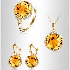 fashion citrine color gemstone crystal earrings necklace ring wholesale