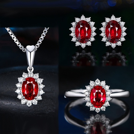Fashion Crown Suit Sunflower Colorful Engagement Ring Earrings Necklace Women's discount tags