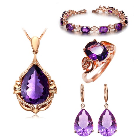 fashion amethyst bracelet leaf purple diamond ring earrings mermaid amethyst pendant's discount tags