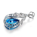 New Mermaid Tears Inlaid Zircon Blue Topaz Water Drop Shape Pendant Necklacepicture9