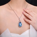 New Mermaid Tears Inlaid Zircon Blue Topaz Water Drop Shape Pendant Necklacepicture10
