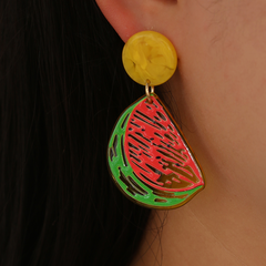 New acrylic graffiti fruit watermelon avocado earrings