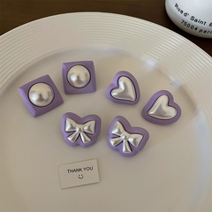 Purple pearl earrings 2022 new trendy temperament high-end light luxury earrings niche design net red earrings