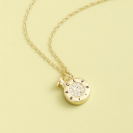 Simple and Classic Zirconium Perfume Bottle S925 Sterling Silver Necklace's discount tags