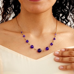 fashion retro creative jewelry copper material purple jade necklace