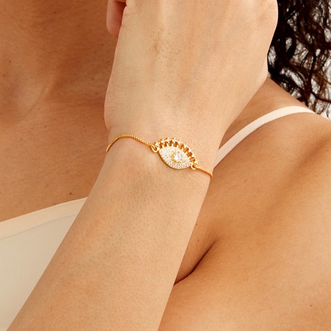 Bracelet oeil plaqué or 18 carats avec zircon incrusté de cuivre de style ethnique 2022's discount tags