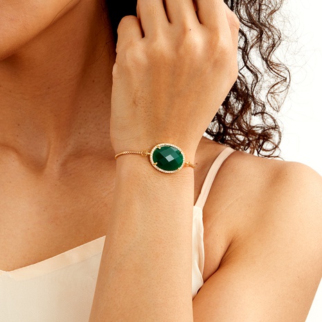 Bracelet géométrique vert plaqué or 18 carats en cuivre fashion 2022's discount tags