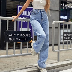 summer long loose high waist pants ripped jeans
