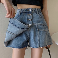 2022 summer new fashion high waist loose denim skirt pants