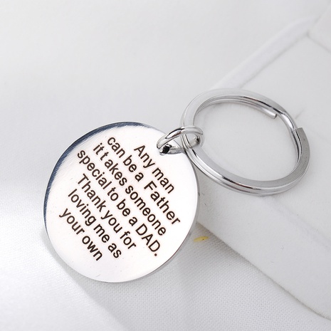 Letter Round Pendant Titanium Steel Keychain's discount tags