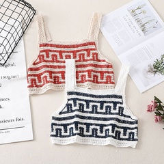 summer new ethnic retro knitted hollow sleeveless camisole top