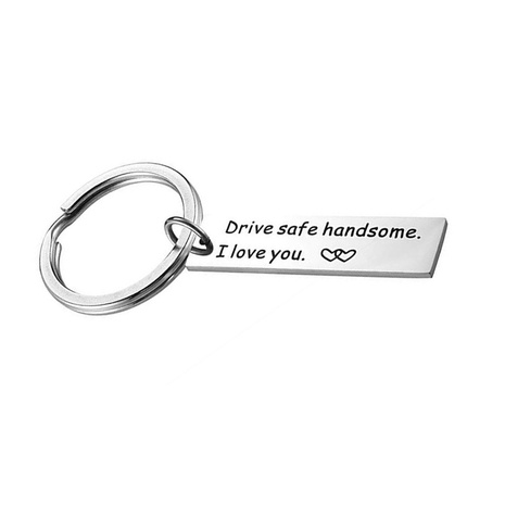 letter Drive safe handsome I love you square keychain's discount tags