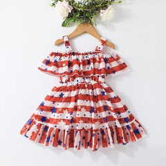 Girls summer new suspender skirt star print fluffy princess dress