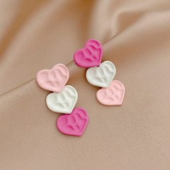 cute sweet candy color heart contrast color alloy earrings wholesale