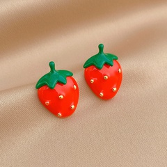 simple metal geometric strawberry alloy stud earrings wholesale
