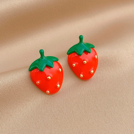 boucles d'oreilles en alliage de fraise géométrique en métal simple en gros's discount tags