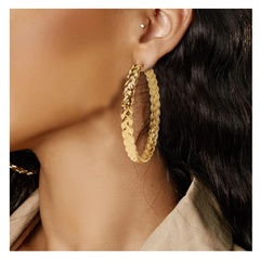 fashion geometric exaggerated large round braided alloy earrings