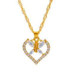 collier pendentif en forme de coeur de papillon de zircon d'alliage de mode en gros