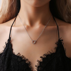 fashion geometric diamond circle pendant alloy necklace