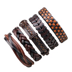 Fashion new leather woven jewelry five-piece combination bracelet