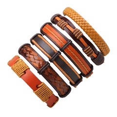 Fashion retro woven leather six-piece bracelet wholesale