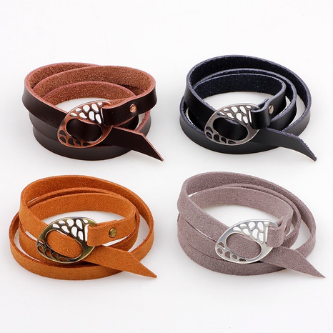 Bijoux de mode bracelet unisexe creux en alliage de cuir à enroulement multi-cercles's discount tags