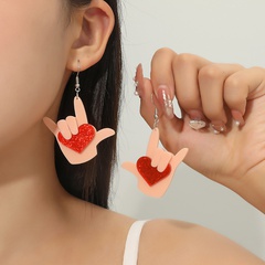 fashion creative palm heart acrylic pendant earrings