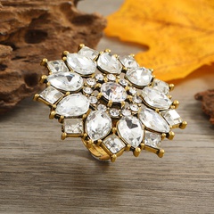 Fashion retro creative diamond flower alloy ring simple