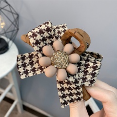 Fashion Houndstooth Bow Full Drill Sun Flower Clip