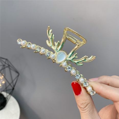 Fashion alloy deer antler clip elk pearl diamond hair clip accessories's discount tags