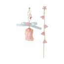 fashion pink flower crystal long tassel asymmetric earringspicture10