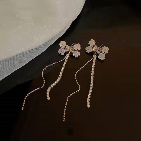 2022 new long tassel bow inlaid diamond earrings's discount tags