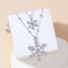 Fashion Full Diamond Snowflake Double Layer Long Alloy Sweater Chain