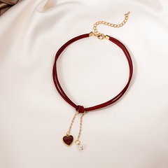 fashion sweet red heart choker autumn and winter velvet short necklace