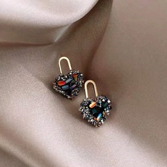 2022 new style full diamond colorful heart three-dimensional earrings