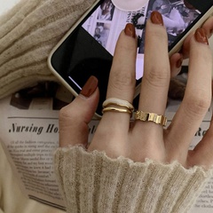 Fashion retro white fritillary double index finger alloy ring