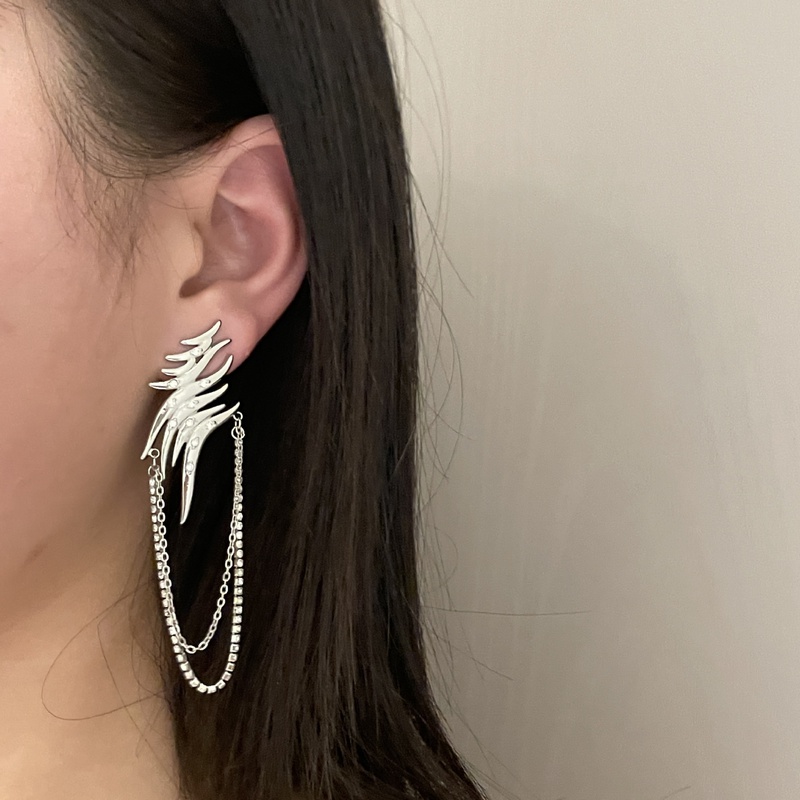 fashion streamlined rhinestone pendant alloy earrings wholesale