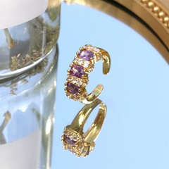 new fashion set micro color diamond open ring female copper plated