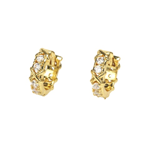 Boucles d'oreilles créoles en cuivre plaqué or avec zircon rond micro-incrusté de cuivre à la mode's discount tags