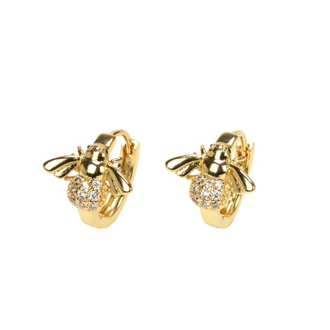 Boucles d'oreilles abeille en zircon micro-incrusté d'or 18 carats plaqué cuivre à la mode femme's discount tags