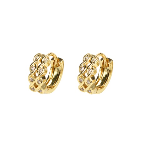 Pendientes simples de cobre chapado en oro con diamantes de doble fila en forma de 8 para mujer's discount tags